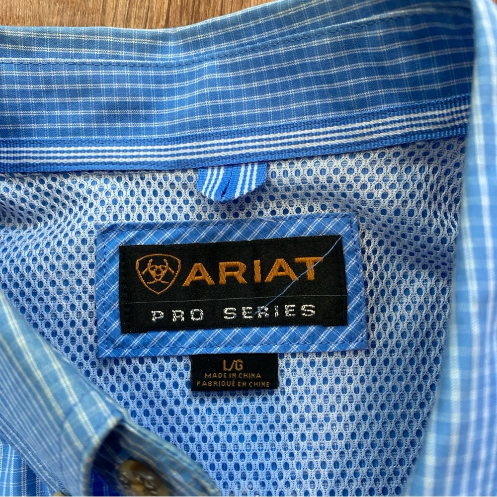 Ariat Pro Series Short Sleeve Shirt Mens Large Button Down Blue Plaid - Picture 8 of 11
